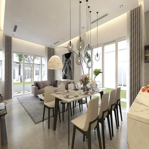 Thi công đá solid surface làm ốp bàn ăn hiện đại -ParkCity